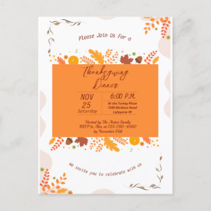 Día de Acción de Gracias Cae Invitación a la Cena