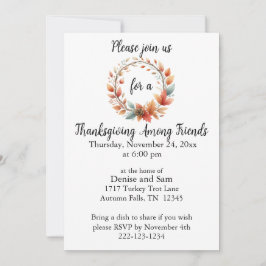Día de Acción de Gracias Entre Amigos Invitación