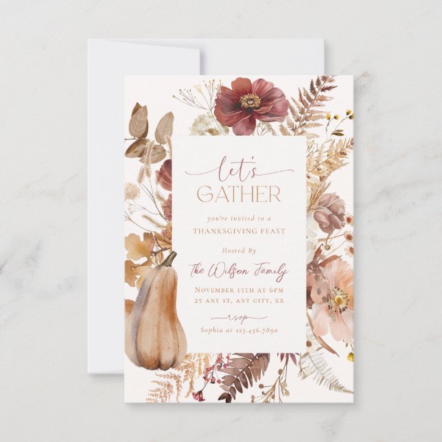 Día de Acción de Gracias Invitación Amistad Cena (Anverso)