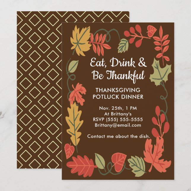 Día de Acción de Gracias Potluck Family Dinner DK  (Anverso / Reverso)