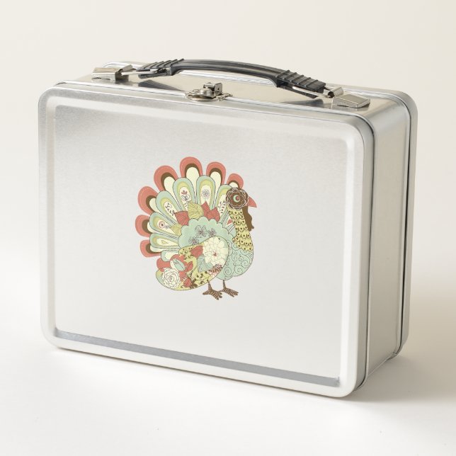 Día de Acción de Gracias Retro Turquía - Floral de (Anverso)