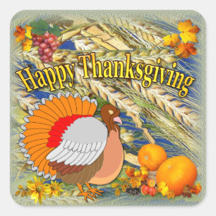 Día de Acción de Gracias Turquía ~ Pegatina cuadra