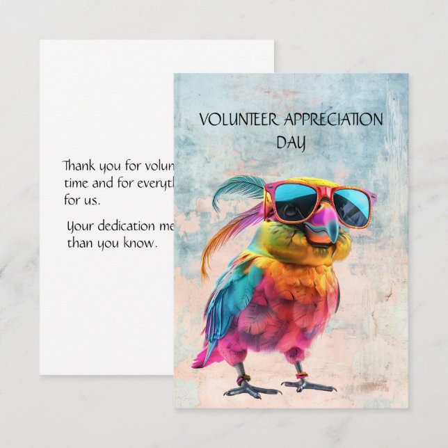 Día de Agradecimiento al Voluntario Quirky Bird (Anverso / Reverso)