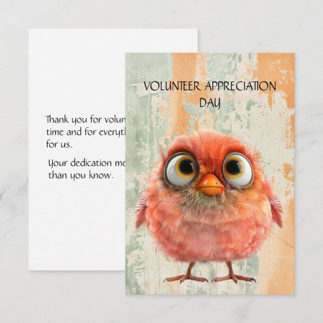 Día de Agradecimiento al Voluntario Quirky Bird (Anverso / Reverso)