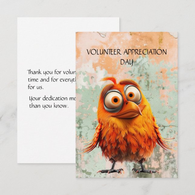Día de Agradecimiento al Voluntario Quirky Bird (Anverso / Reverso)
