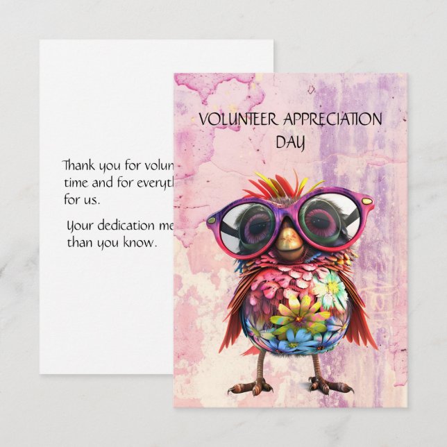 Día de Agradecimiento al Voluntario Quirky Bird (Anverso / Reverso)