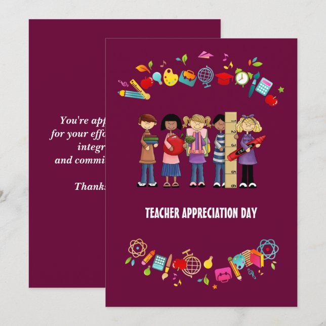 Día de Apreciación del Profesor. Tarjeta plana per (Anverso / Reverso)