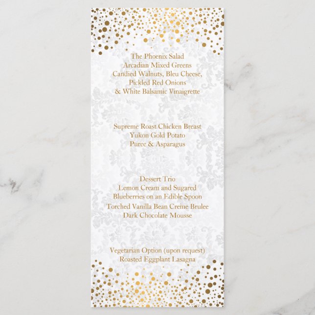 Día de Boda Puntos Dorados de Moda - Menú (Anverso)