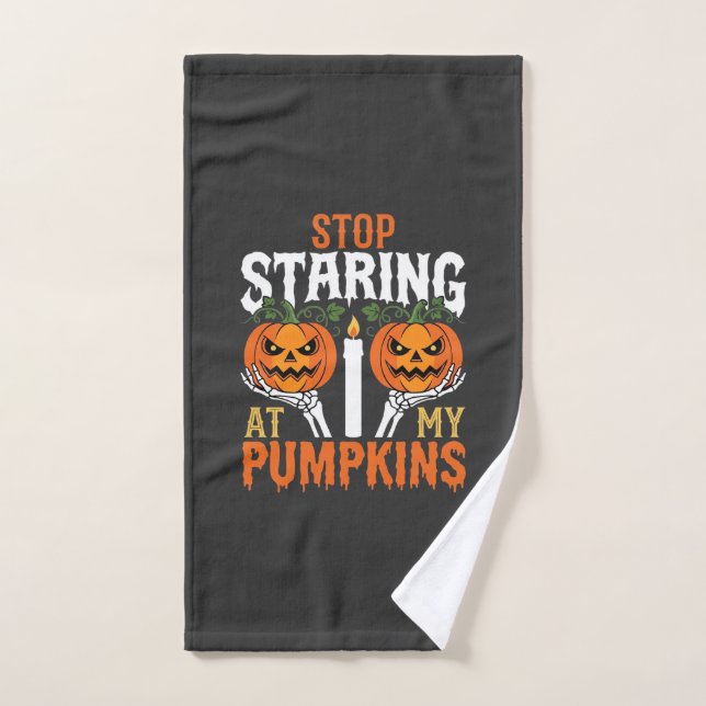 Día de Brujas Gracioso Deja de Mirar Mis Calabazas (Toalla de mano)