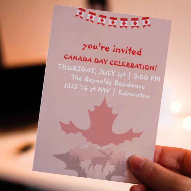 Día de Canadá 1 de julio Invitación a Moose (Canada Day Moose July 1st Invitation
)