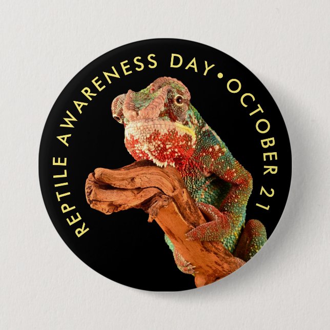 Día de Conciencia Reptiles, botón camaleón (Anverso)