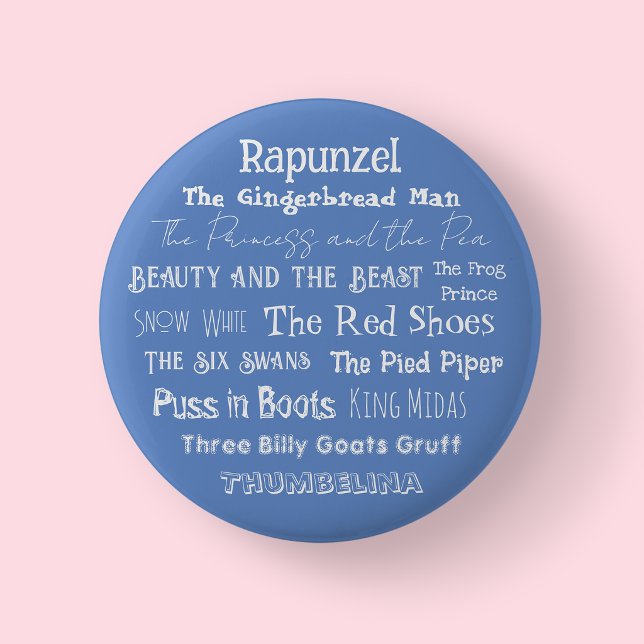 Día de Contar un Cuento de Hadas Insignia/ Botón (Fairy Tale Day Badge Blue)