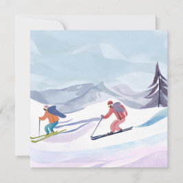 Día de esquí | Tarjeta de montaña de invierno con 