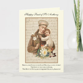 Día de Fiesta Tarjeta de San Antonio de Padua Niño
