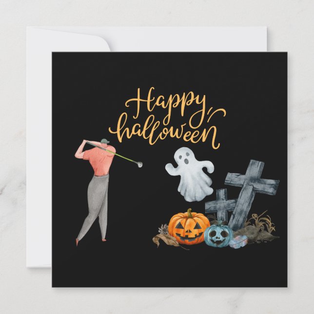 Día de Halloween de Golf para la postal de oro (Anverso)