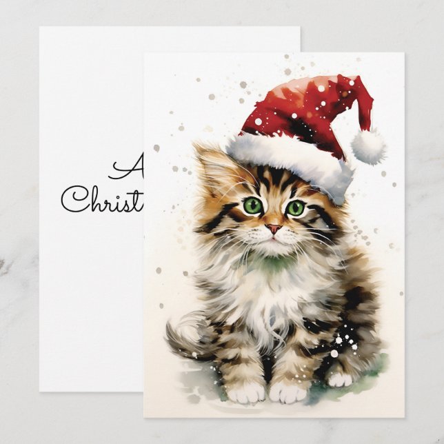 Día de invierno nevado Gato Navidad (Anverso / Reverso)