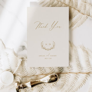 Día de la boda de oro y crema Gracias Tarjeta de n
