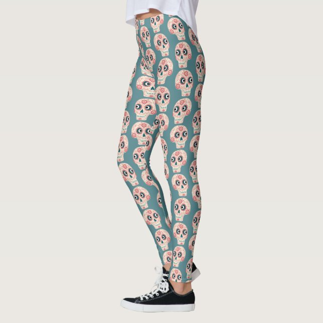 Día de la Calavera del Azúcar en las leggings verd (Izquierda)