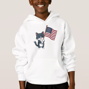 Día de la Independencia Gato Gris Bandera American