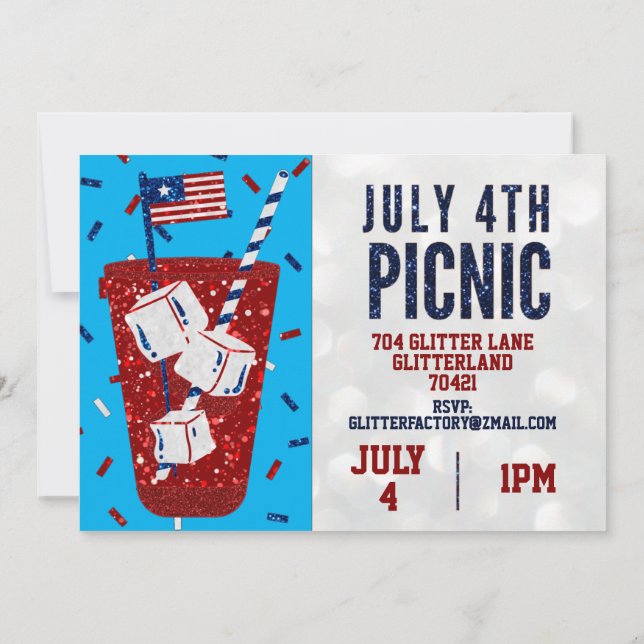 Día de la Independencia Picnic Julio 4 Invitación  (Reverso)