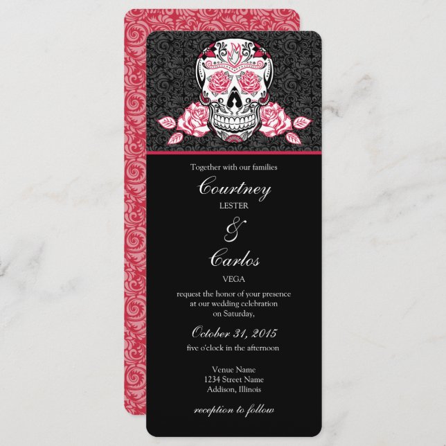 Día de la invitación roja muerta de la boda del (Anverso / Reverso)