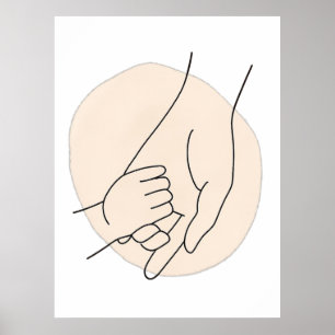 Día de la Madre Arte de Línea Minimalista de Padre