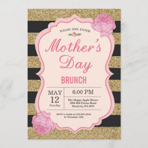 Día de la Madre Brunch Invitación Flor Floral Rosa