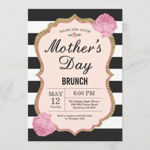 Día de la Madre Brunch Invitación Flor Floral Rosa