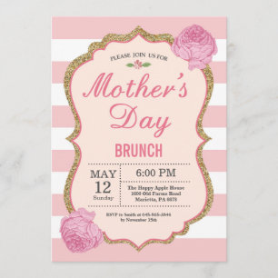 Día de la Madre Brunch Invitación Flor Floral Rosa