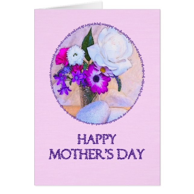 Día de la madre con flores pintadas. (Frente)