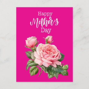 Día de la Madre con tarjeta de rosas rosa