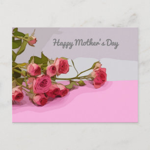 Día de la Madre con tarjeta de rosas rosa