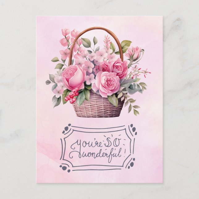 Día de la Madre con tarjeta de rosas rosadas (Anverso)