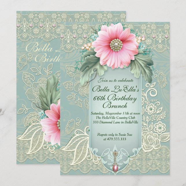 Día de la Madre de brunch de cumpleaños Invitacion (Anverso / Reverso)
