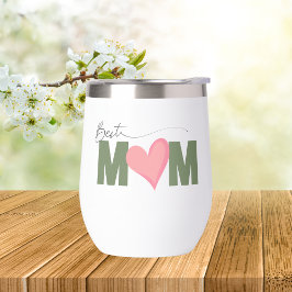 Día de la madre de corazón rosado verde moderno