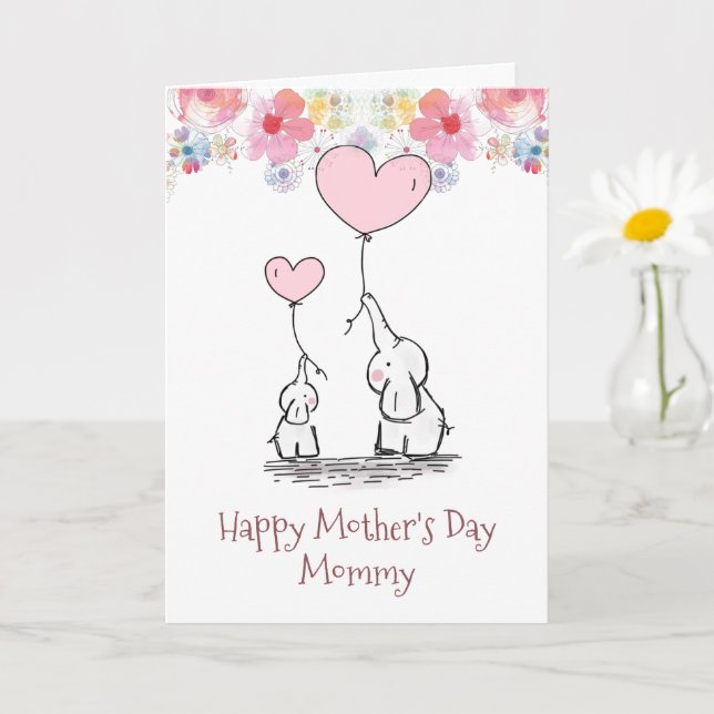Día de la Madre De La Madre Elefante Y Tarjeta De  (Planta pequeña)