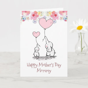 Día de la Madre De La Madre Elefante Y Tarjeta De