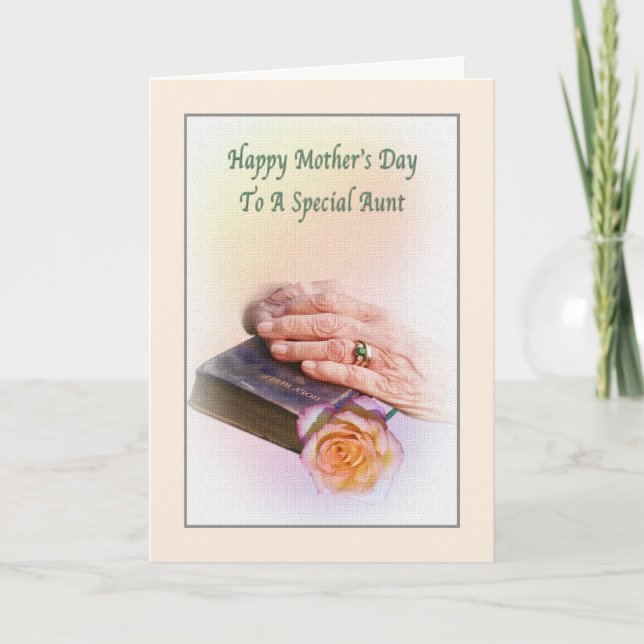 Día de la madre de la tía con tarjeta biblia y Ros (Anverso)