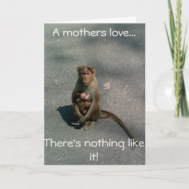 Día de la Madre de mono/Mamá de tarjetas de cumple (Anverso)