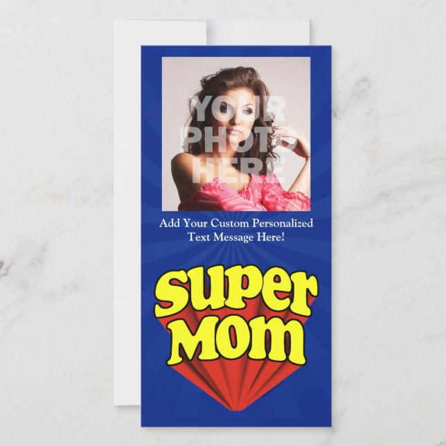 Día de la madre de superheroína azul/roja/amarilla (Anverso)