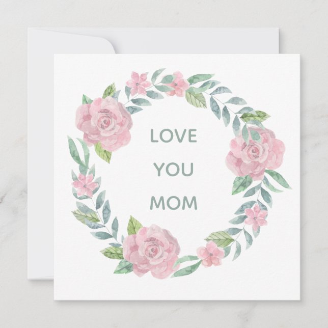 Día de la Madre Floral Love You Mom Square Card (Anverso)