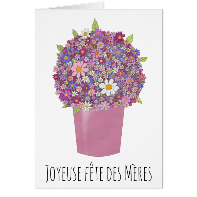 Día de la madre francesa Ramo rosa de flores (Frente)