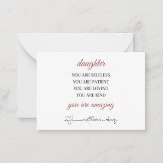 Día de la madre hija, tarjeta del día de la madre
