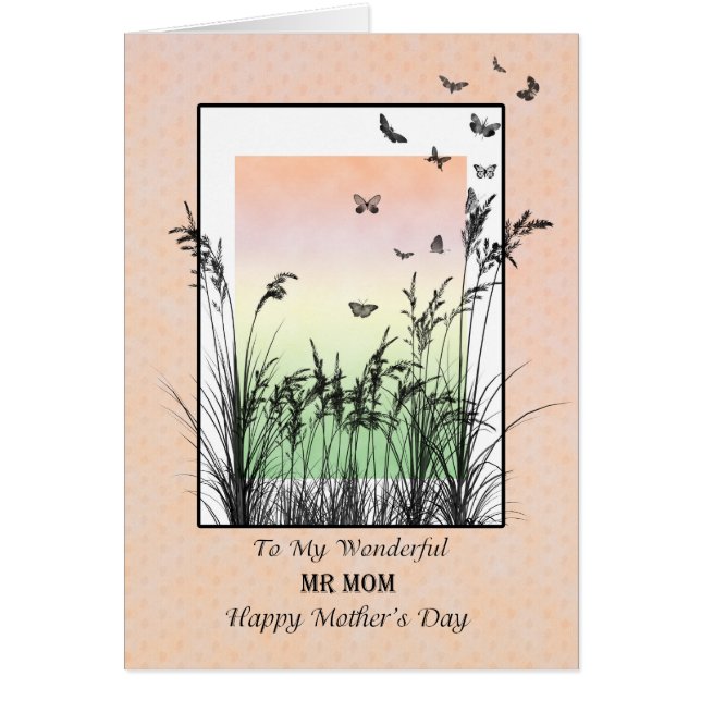 Día de la Madre para el Sr. Mamá, con mariposas (Frente)