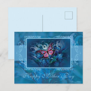 Día de la Madre, postal floral azul