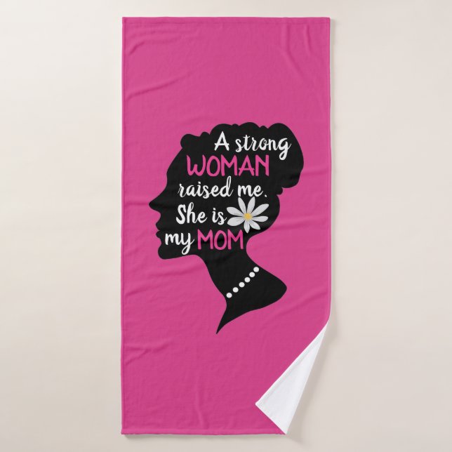 Día de la madre rosa, una mujer fuerte inspiradora (Toalla de baño)