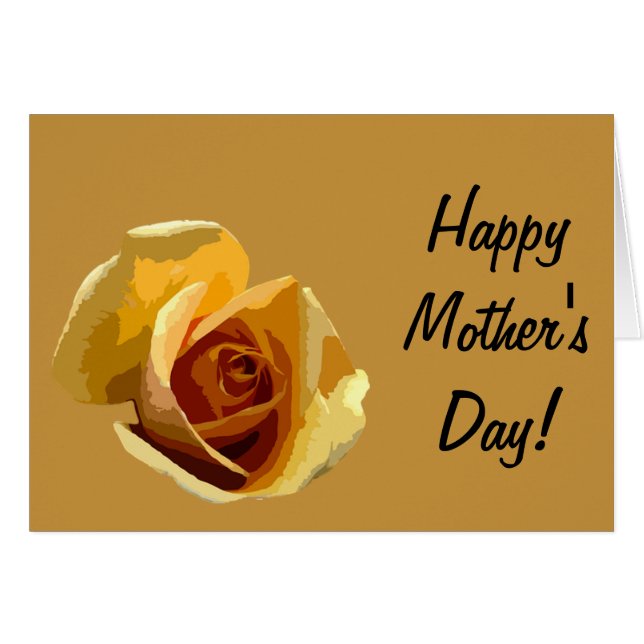 Día de la Madre, Rosa Única Amarilla, Tarjeta de S (Anverso (Horizontal))