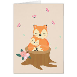 Día de la Madre Sweet Mom and baby Foxes