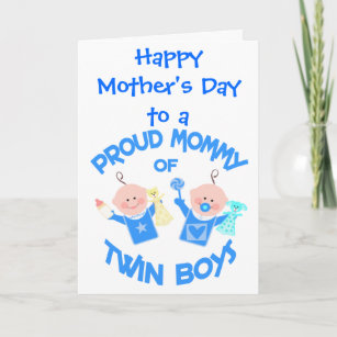 Día de la madre, tarjeta de saludo de gemelos