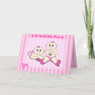 Día de la Madre - Tarjeta para niñas gemelas